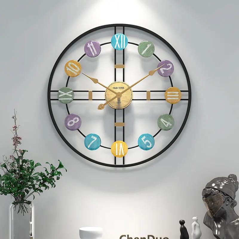 Creative Luxury Wall Clock Living Room Dining Room Sofa Background Home Wall Decoration Iron solid wood Wall Hanging